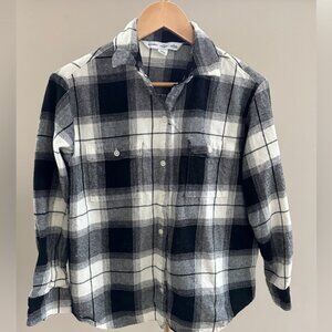 Old Navy Plaid “The Boyfriend” Shirt – Black & White – Size Small